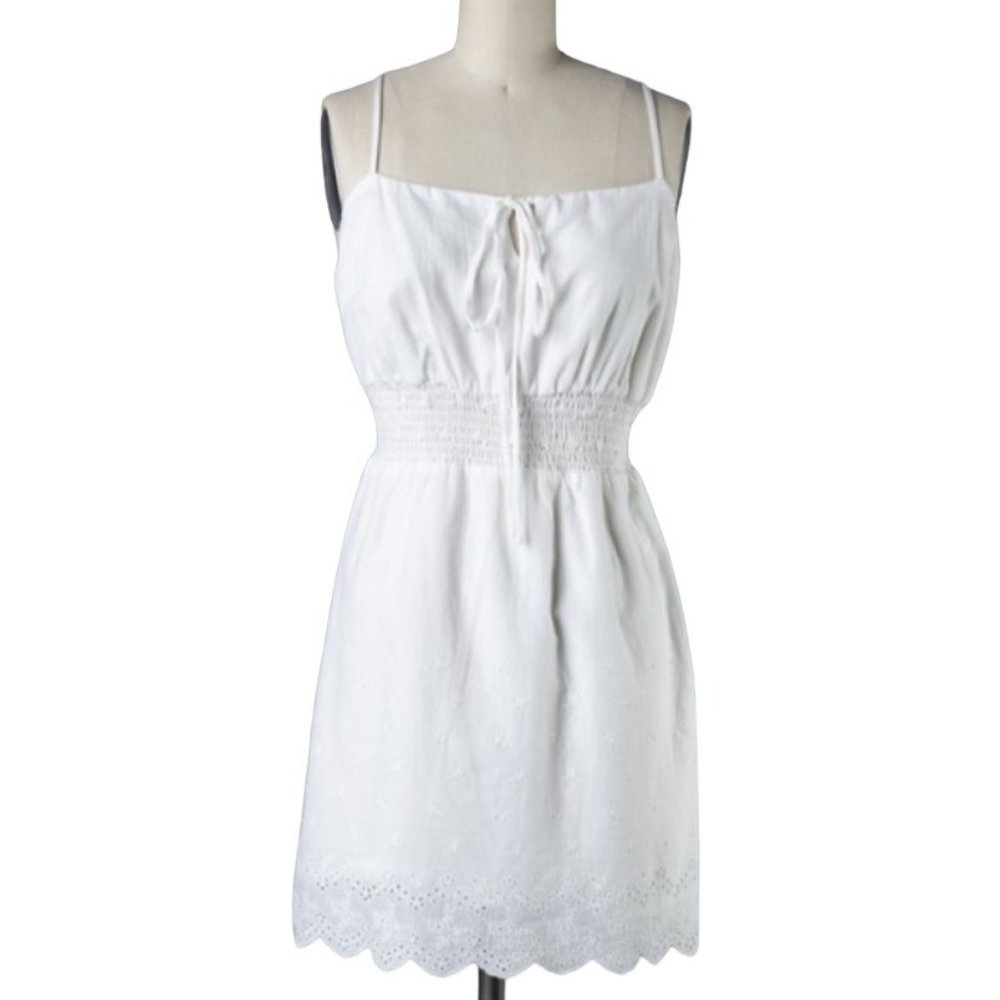 Emory Park Sleeveless Scalloped Hem Mini Dress White Size Medium NWT